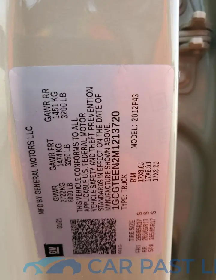 1GCGTEEN2M1213720# 12