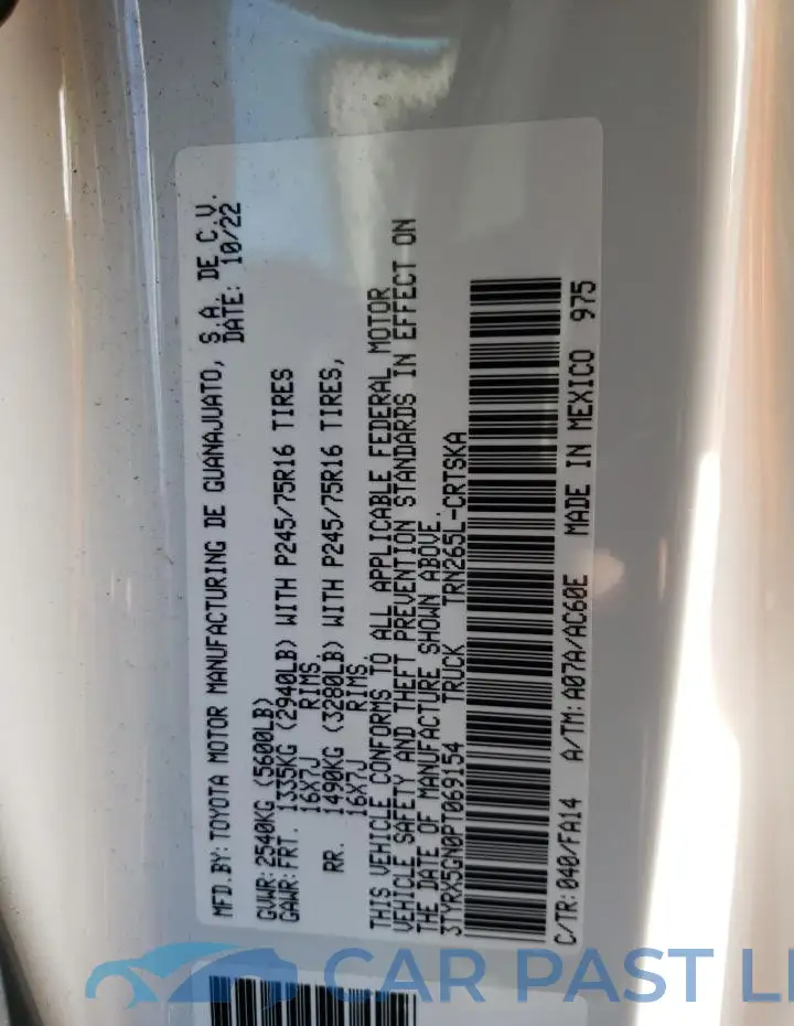 3TYRX5GN0PT069154# 12