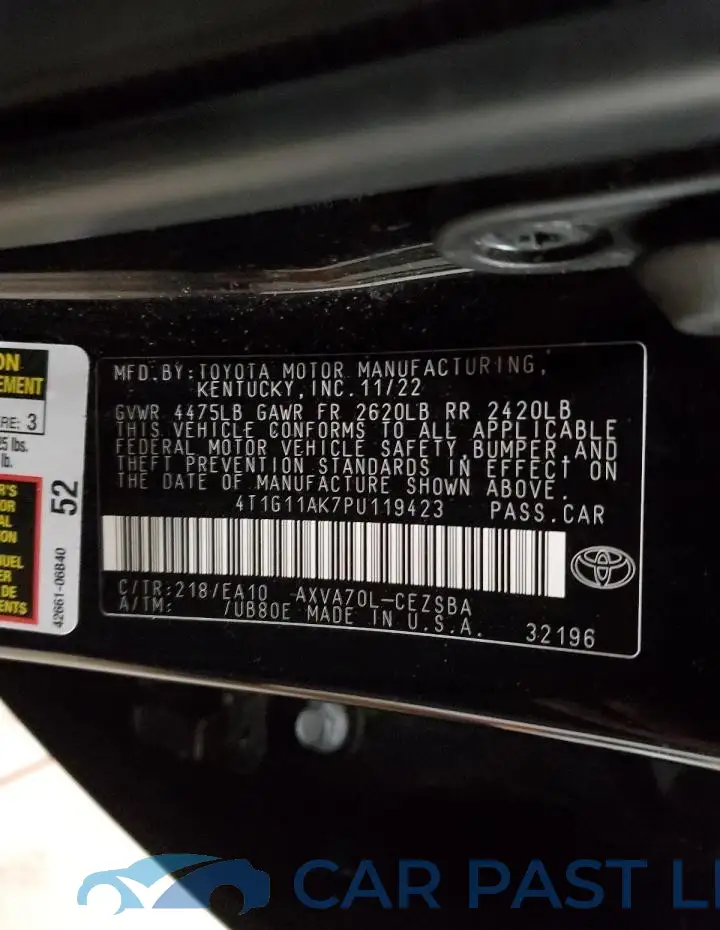 4T1G11AK7PU119423# 12