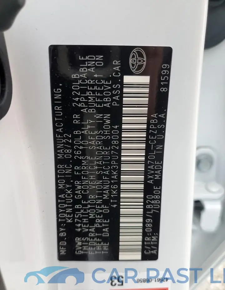 4T1K61AK3PU728004# 12
