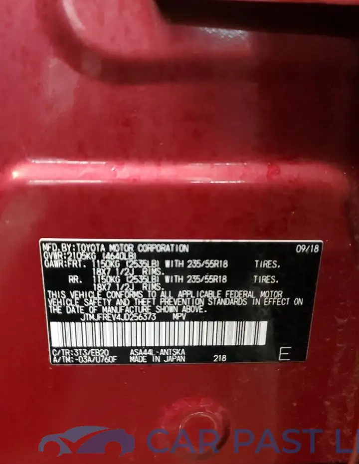 JTMJFREV4JD256373# 12
