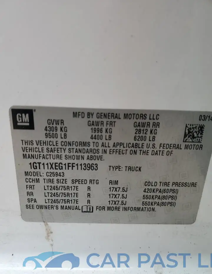 1GT11XEG1FF113963# 12