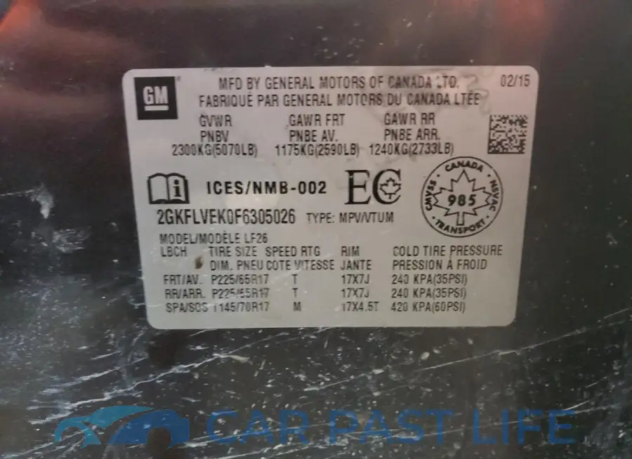 2GKFLVEK0F6305026# 13