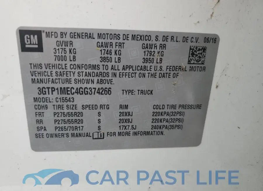 3GTP1MEC4GG374266# 13