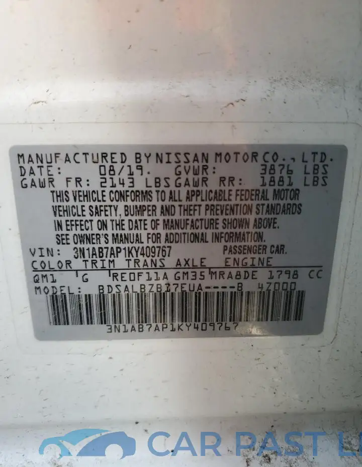 3N1AB7AP1KY409767# 12