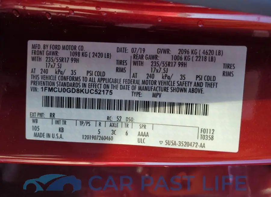 1FMCU0GD8KUC52175# 12