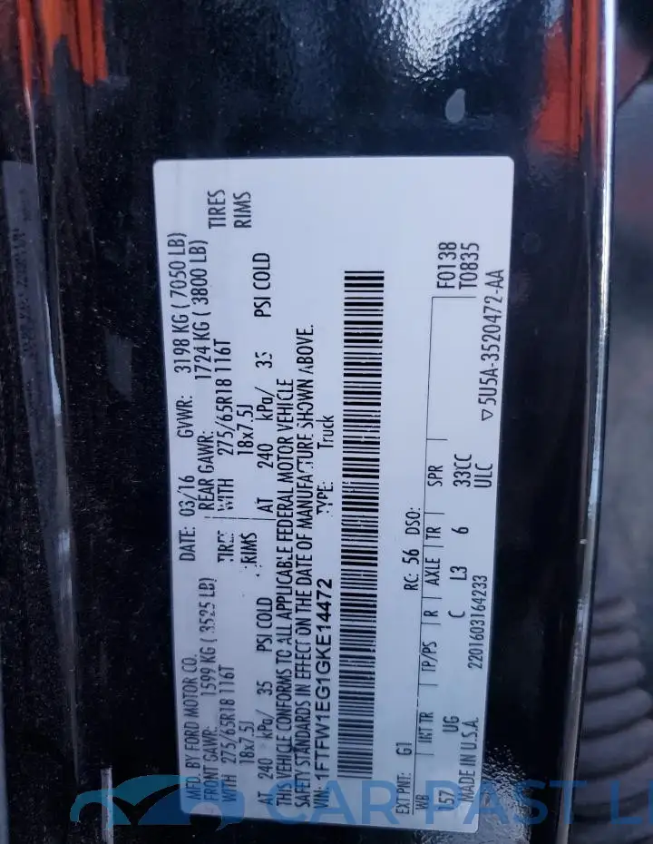 1FTFW1EG1GKE14472# 12