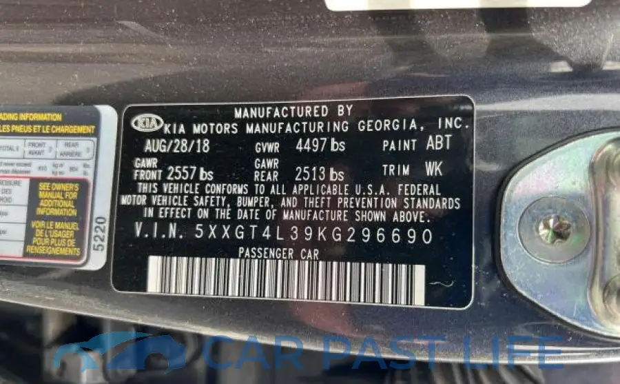 5XXGT4L39KG296690# 10
