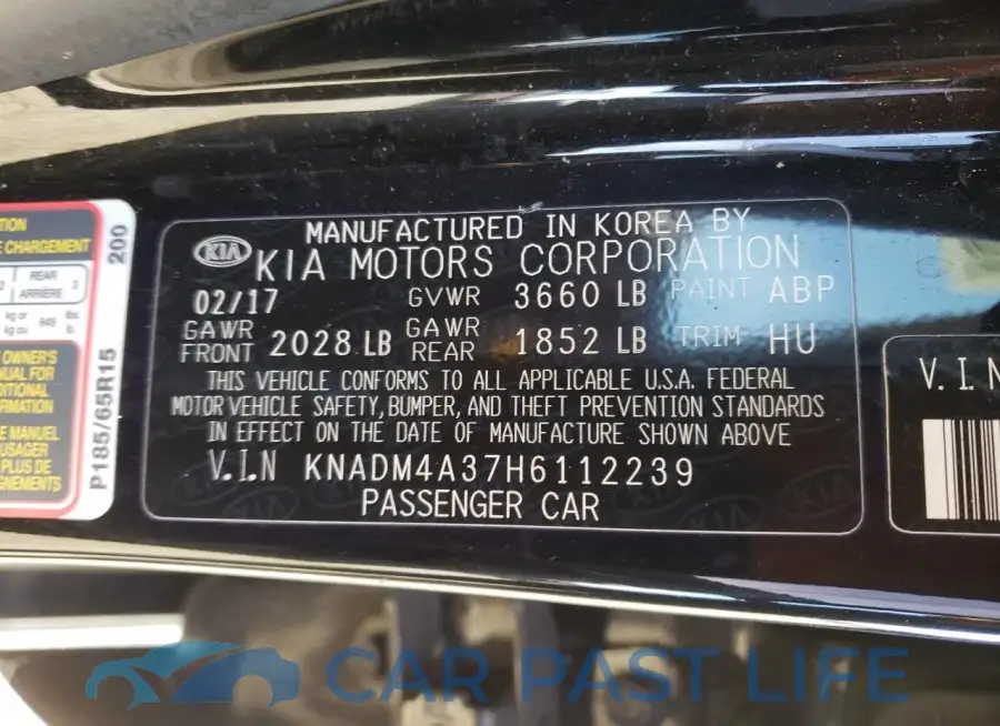 KNADM4A37H6112239# 12