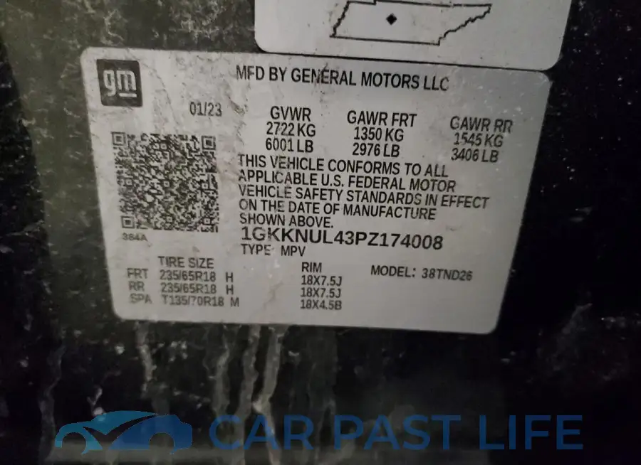 1GKKNUL43PZ174008# 12