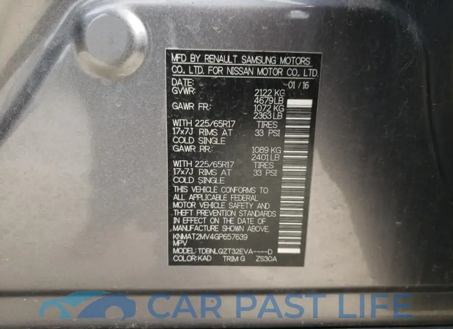 KNMAT2MV4GP657639# 12
