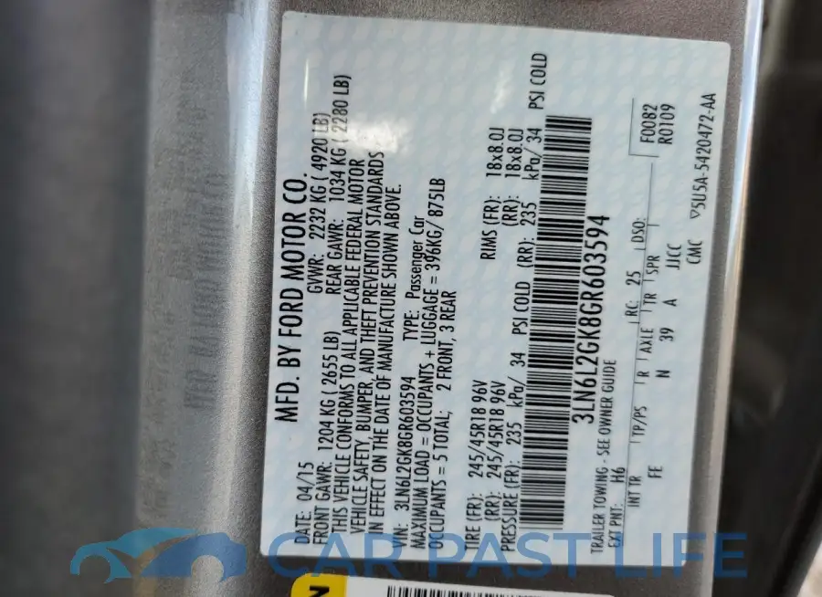 3LN6L2GK8GR603594# 12