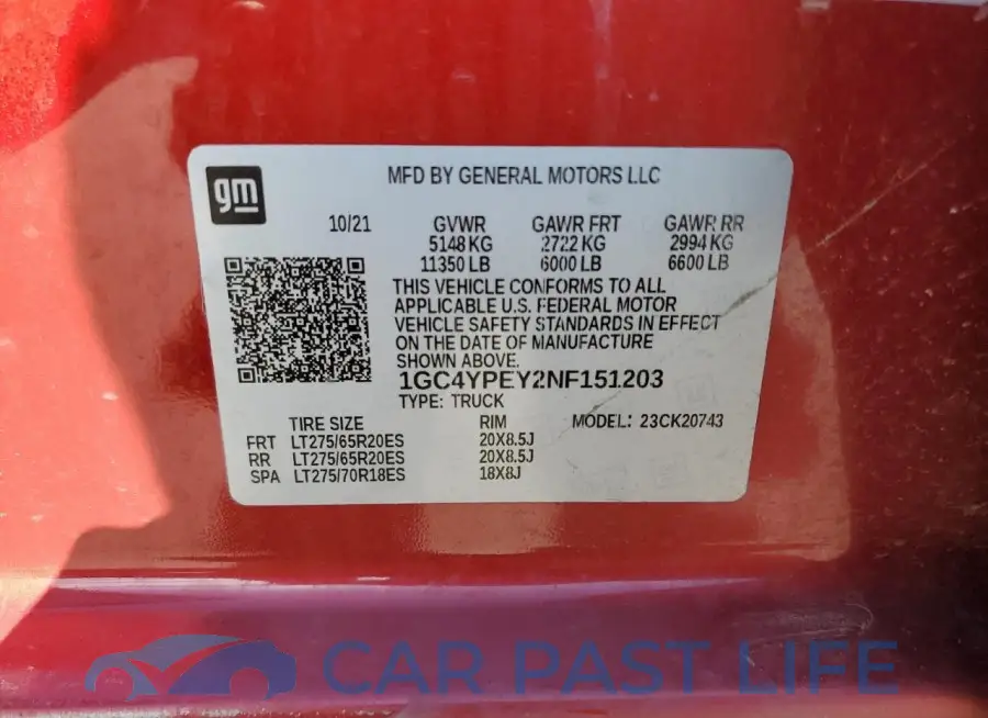 1GC4YPEY2NF151203# 12