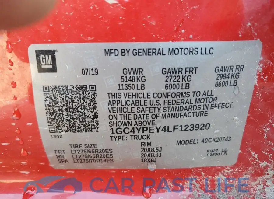 1GC4YPEY4LF123920# 13