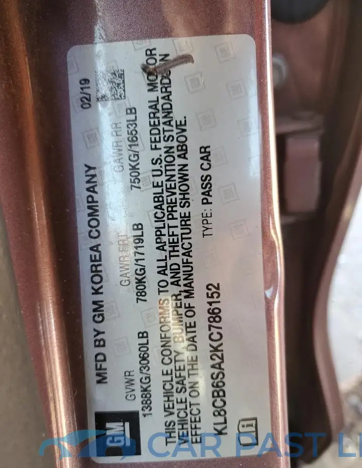 KL8CB6SA2KC786152# 12
