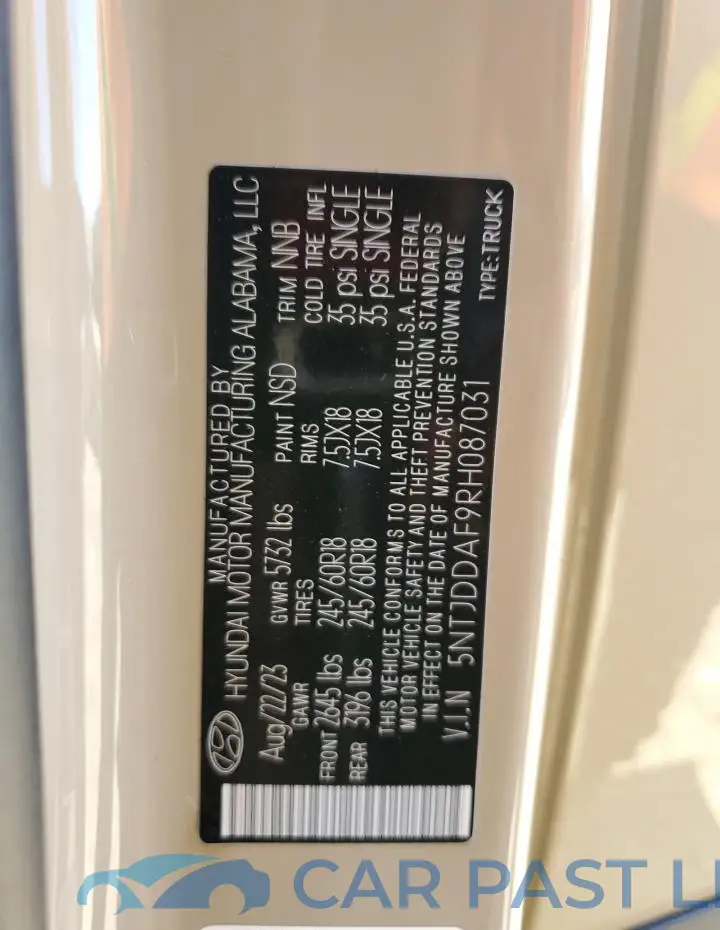5NTJDDAF9RH087031# 13