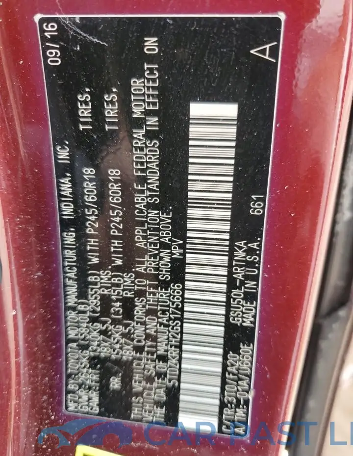 5TDZKRFH2GS175666# 12