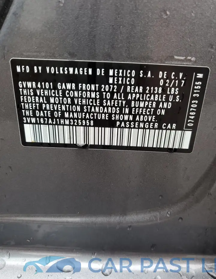 3VW167AJ1HM325958# 13
