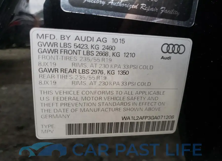 WA1L2AFP3GA071208# 12