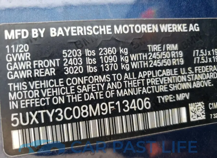 5UXTY3C08M9F13406# 13