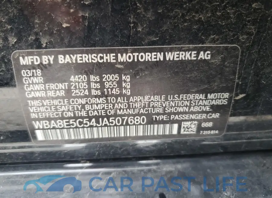 WBA8E5C54JA507680# 12