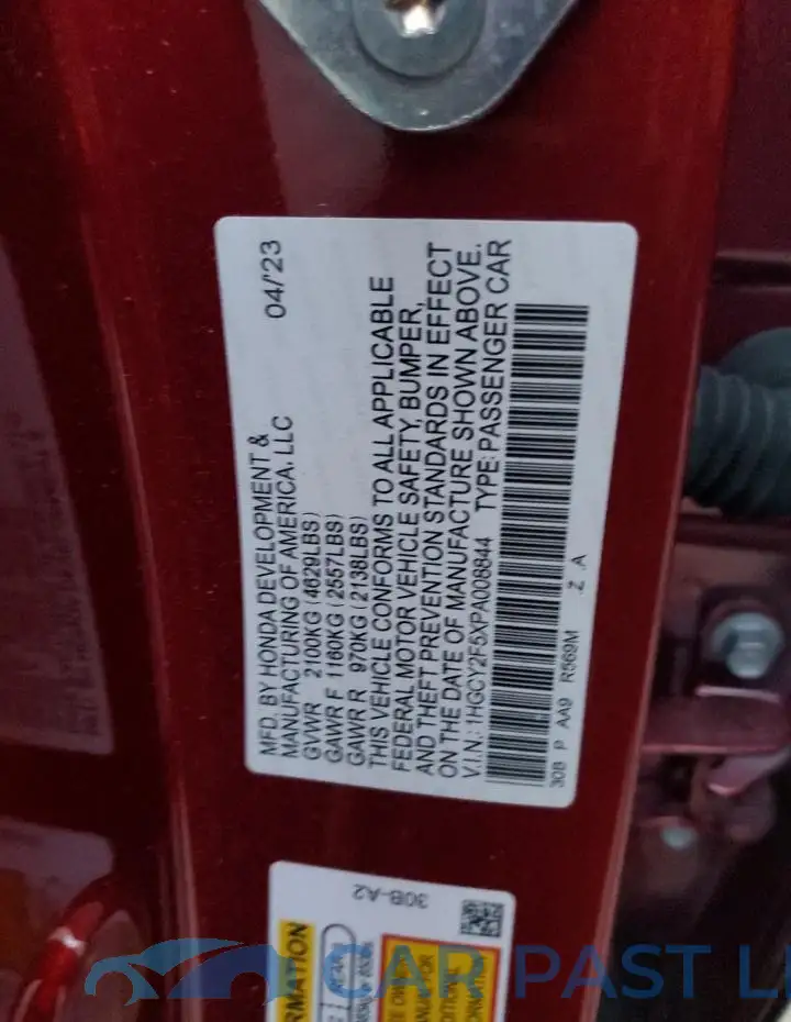 1HGCY2F5XPA008844# 13