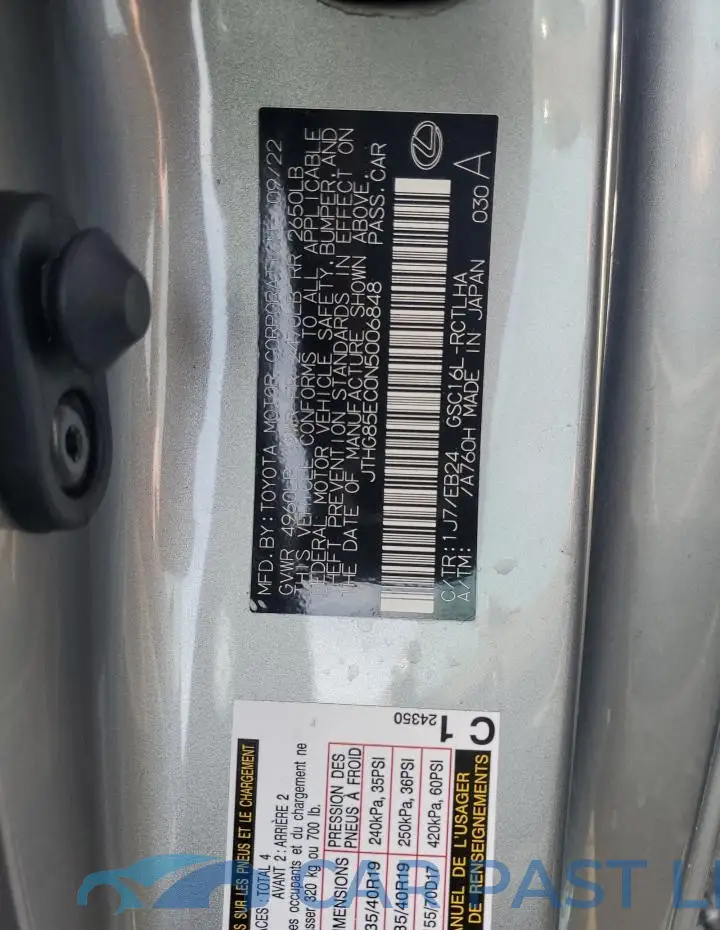 JTHG85EC0N5006848# 12