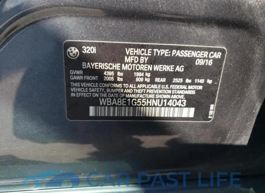 WBA8E1G55HNU14043# 12