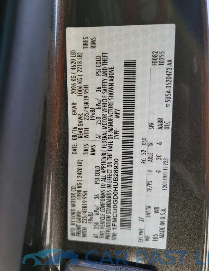 1FMCU0GD0HUB28930# 12