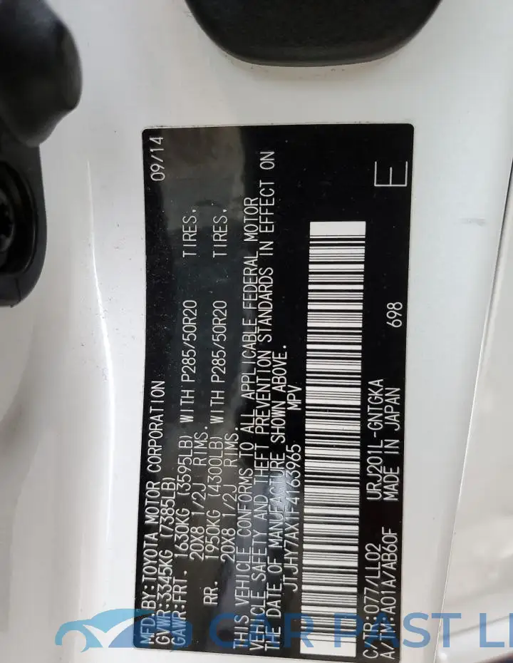 JTJHY7AX1F4163965# 12