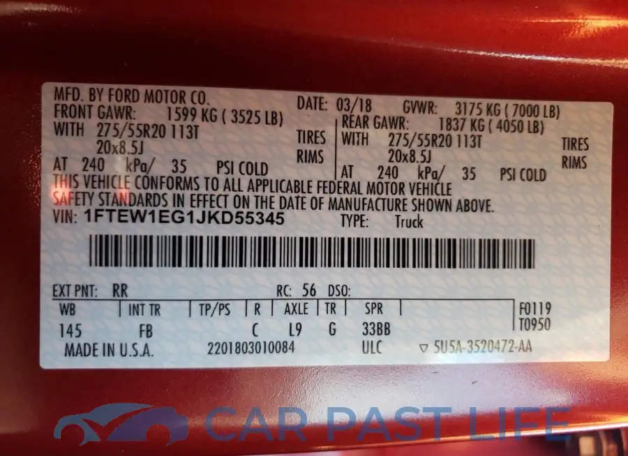 1FTEW1EG1JKD55345# 12