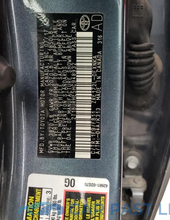 2T1BURHE5HC948932# 12