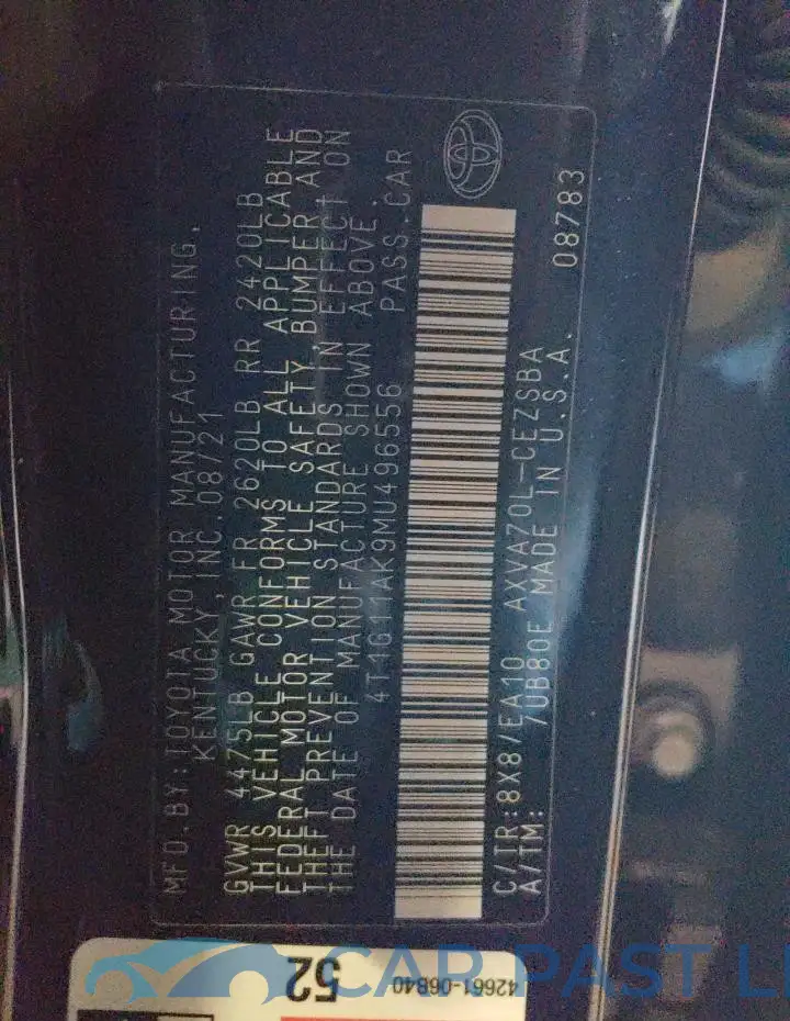 4T1G11AK9MU496556# 12