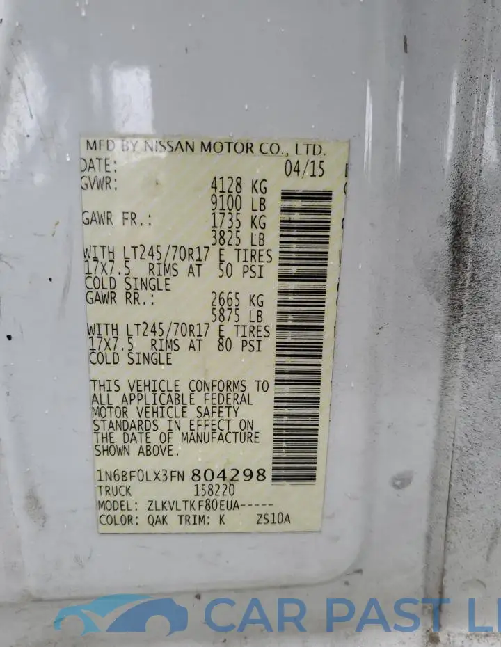 1N6BF0LX3FN804298# 12