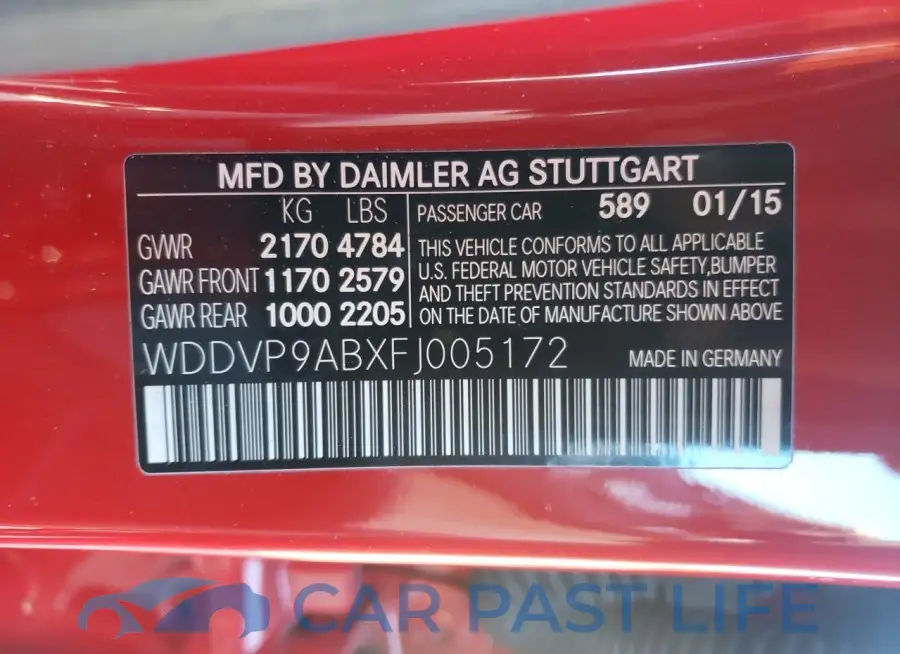 WDDVP9ABXFJ005172# 12