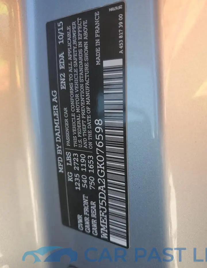 WMEFJ5DA2GK076598# 12