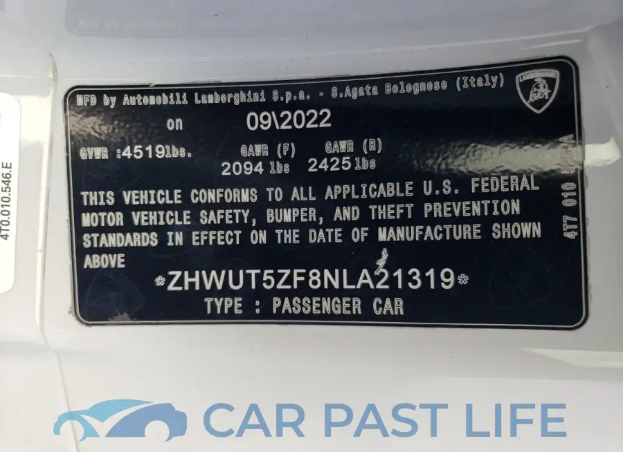 ZHWUT5ZF8NLA21319# 12