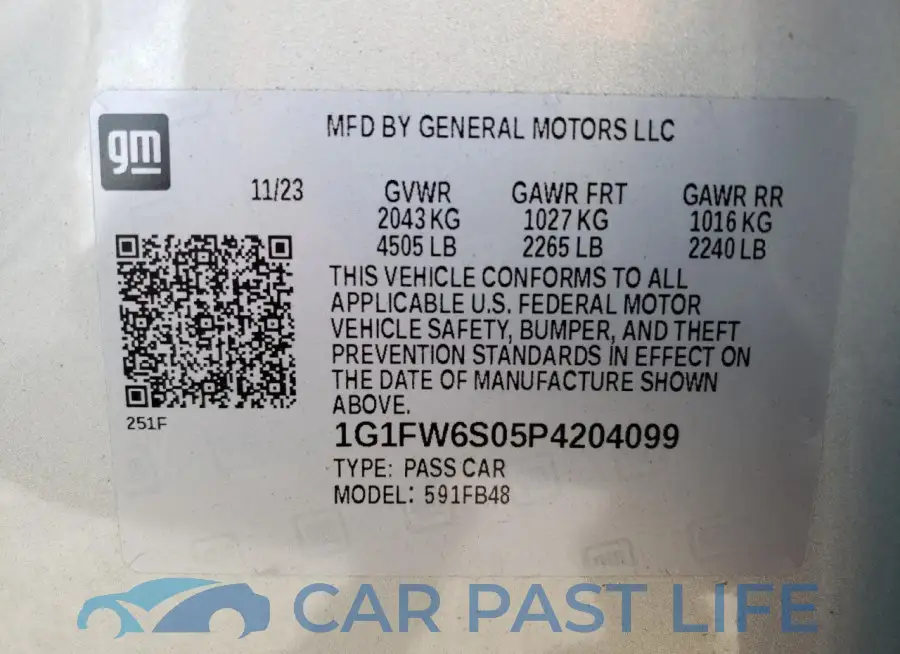 1G1FW6S05P4204099# 12