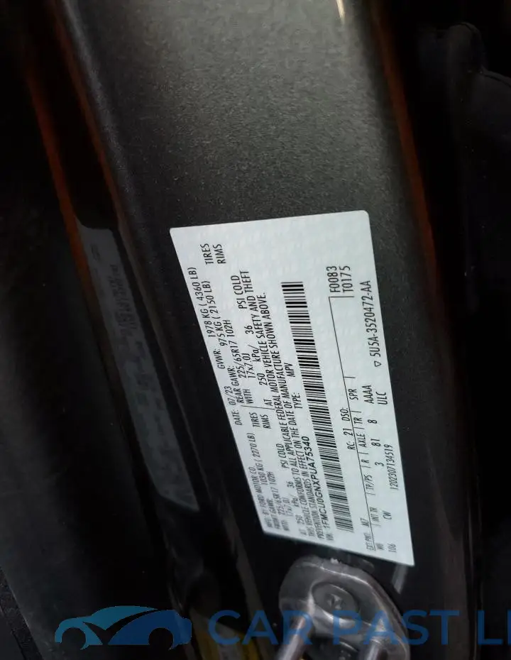 1FMCU0GNXPUA75340# 13