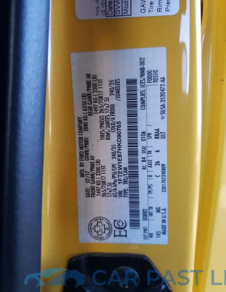 1FTEW1E87HKD90765# 12