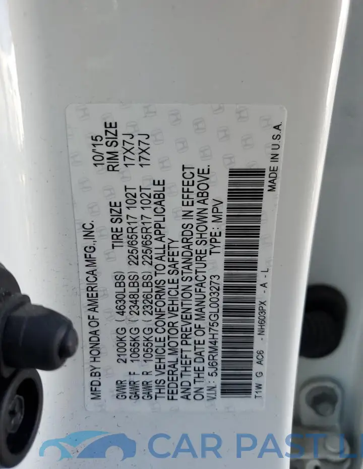 5J6RM4H75GL003273# 12