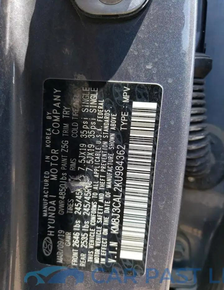 KM8J3CAL2KU984362# 12