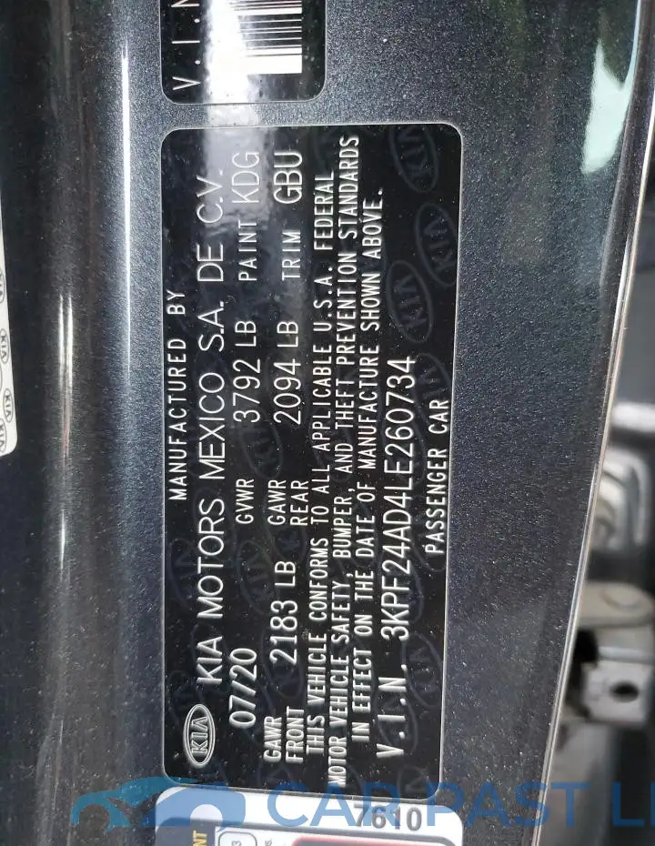 3KPF24AD4LE260734# 12