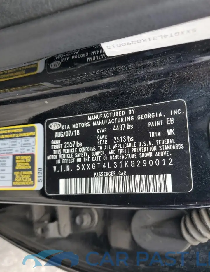 5XXGT4L31KG290012# 13