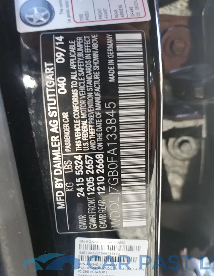 WDDLJ7GB0FA133845# 12