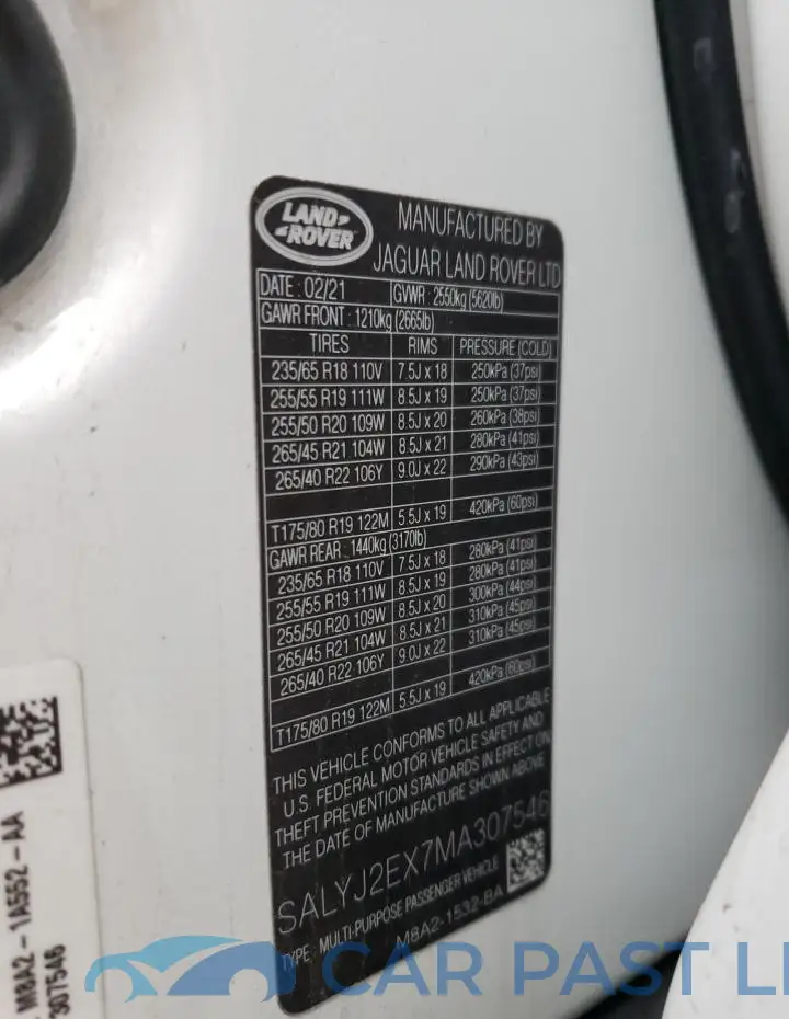 SALYJ2EX7MA307546# 13