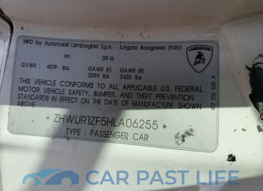 ZHWUR1ZF5HLA06255# 12