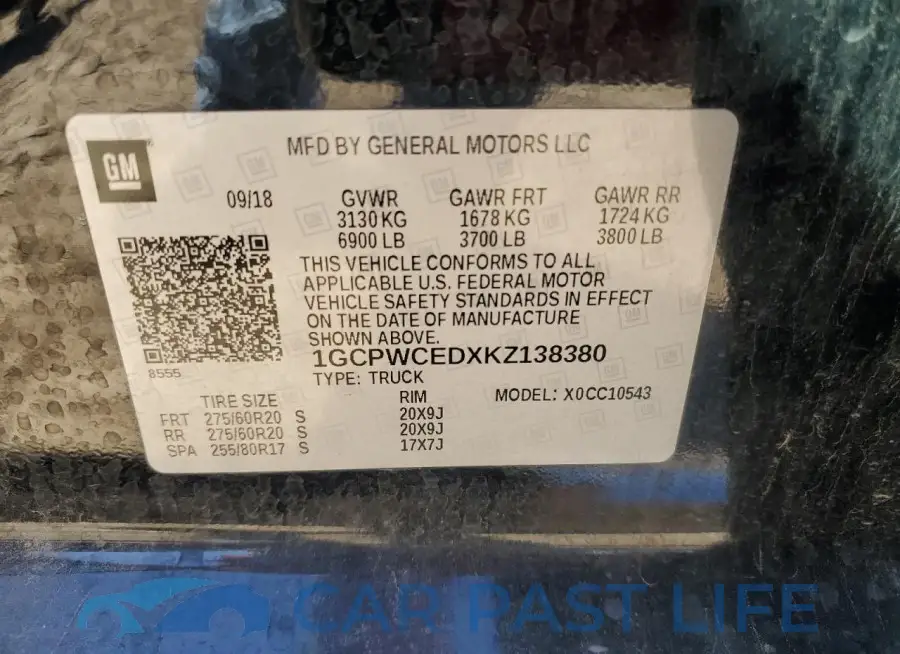 1GCPWCEDXKZ138380# 12