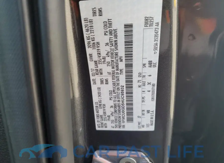 1FMCU0GD5HUC95932# 12