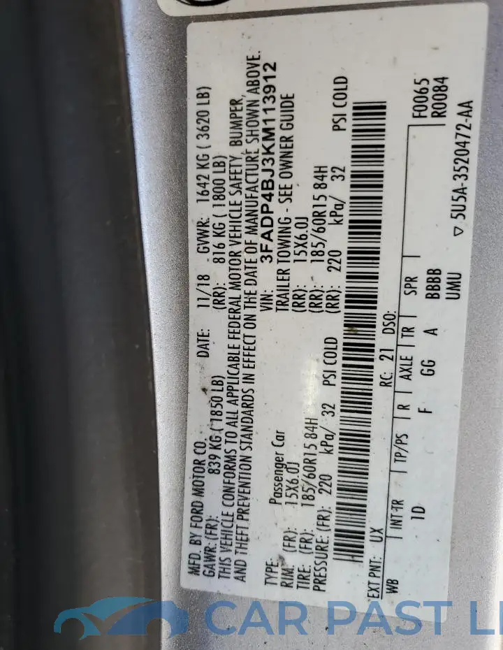 3FADP4BJ3KM113912# 13